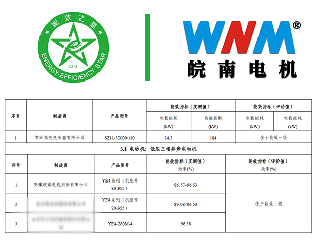 EMC易倍电机YE4电机入选能效之星